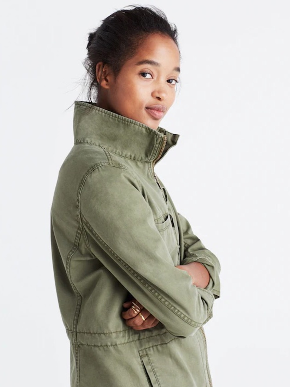 Madewell Women’s Fleet Utility Cotton Jacket in Desert Olive Size Small - Picture 3 of 16